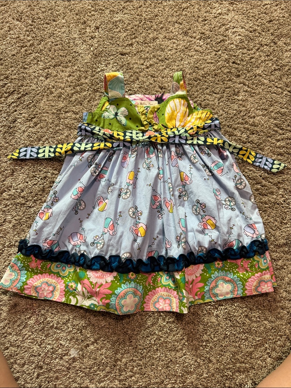 Matilda Jane Mixed-Print Sundress in Light Blue, Green, Pink and Yellow